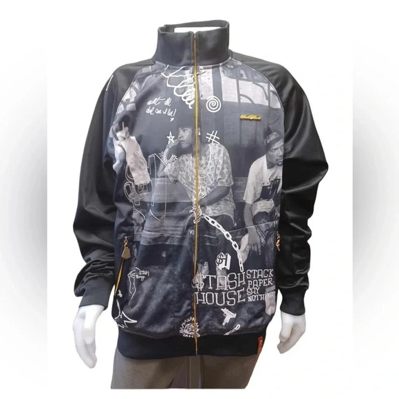 Stash House  Vintage Black Grey Zip Ip Jacket Size XL - Picture 1 of 14